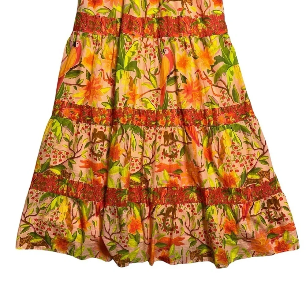 Farm Rio Orange Tropical Tiered Maxi Dress Women’s XS - Picture 4 of 8